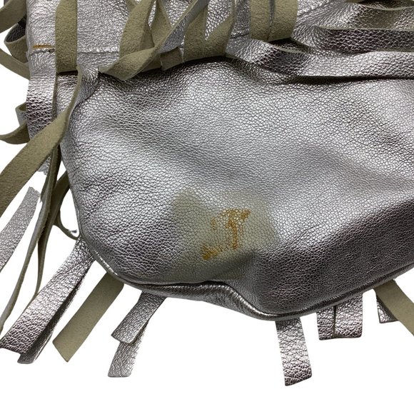 Saint Laurent Fringe Metallic Silver Leather Shoulder Bag - Picture 10 of 11